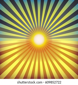 Sun rays background. Sunrise