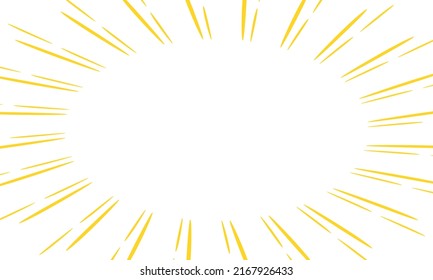 sun rays background. Thin rays sun, lines diverge from the center of the oval. Vector illustration. Banner and frame design element. Vintage style. Abstract explosion, motion speed