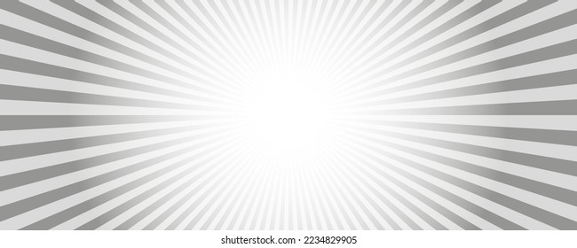 Sun rays background. White and grey radial abstract comic pattern. Vector explosion abstract lines backdrop.