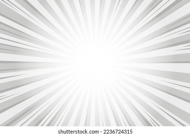Sun rays background. White and grey radial abstract comic pattern. Vector explosion abstract lines backdrop.