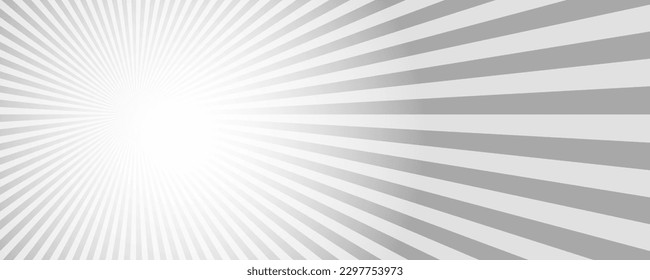 Sun rays background. White and grey radial abstract comic pattern. Vector explosion abstract lines backdrop.