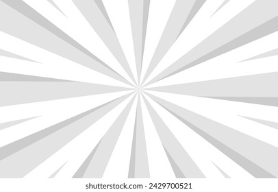 Sun rays background. White and grey abstract comic pattern