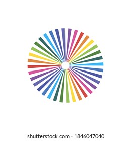 Sun rays, beams element, the shape of the starburst on white. Radiant, radial, merging lines. Abstract circular geometric shape, stock vector