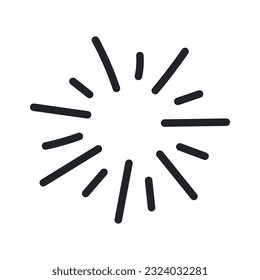 Sun rays, beams hand drawn illustration. Line drawing style design, isolated vector. Vintage, retro abstract, geometric element, sketch, doodle