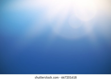 Sun rays with beams isolated on blue background. Vector illustration. Lens flare effect