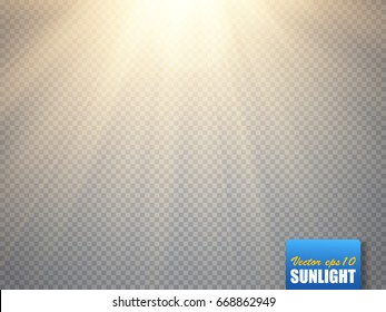 Sun rays with beams isolated on transparent background. Vector illustration.