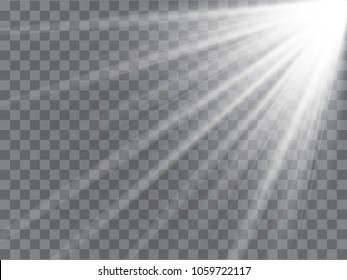 Sun rays and beams isolated. Vector illustration