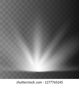Sun rays, beams on transparent background. Glow rays of light. Vector illustration.