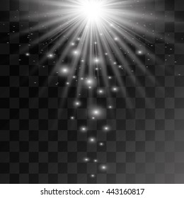 Sun rays, beams on transparent background. Vector illustration.