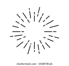 Sun rays are black. The silhouette of the fireworks rays. Summer, sunlight Funny vector doodle. Vector illustration isolated on white background