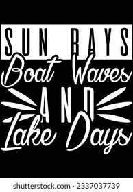 Sol rays olas de barco y lagos días diseño de arte vectorial, archivo eps. archivo de diseño para camiseta. SVG, archivo de diseño de corte EPS