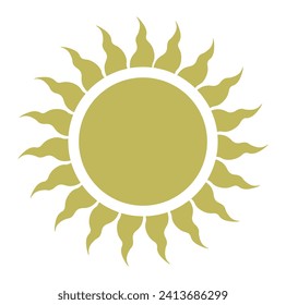 Sol con rayos. Icono de personalidad brillante. Fuente de entendimiento espiritual e iluminación. El equilibrio y la armonía simbolizan en el universo. La deidad o símbolo del poder divino en el ocultismo. Vector de estilo plano