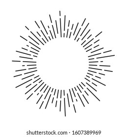 Sun rays circle frame with lines. Vintage sunburst. Vector illustration.