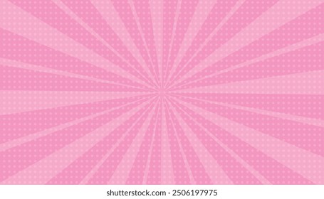 Sun rays design template on pink background. pop art design. pink comics book cartoon magazine cover. retro comic book template. vector illustration