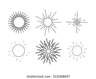 sun with rays design vector set