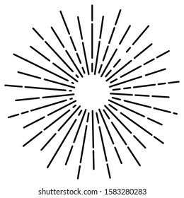 Sun rays drawn symbol. Sun burst, star burst sunshine. Sunlight linear icon isolated on white background. Vector illustration