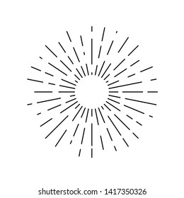 Sun rays drawn symbol. Sunlight linear icon isolated on white background. Vector illustration 