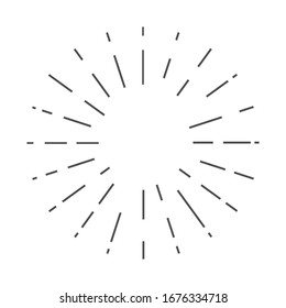 Sun rays drawn symbol. Sunlight linear icon vector illustration isolated on white background. 
