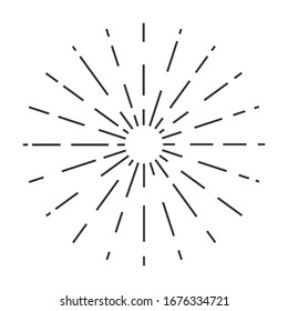 Sun rays drawn symbol. Sunlight linear icon vector illustration isolated on white background. 