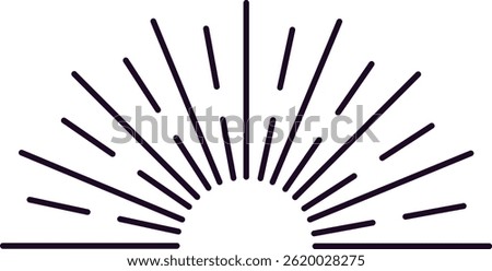 Sun rays emerging from the horizon in a vintage style, creating a warm and nostalgic atmosphere, perfect for enhancing graphic design projects with a retro touch