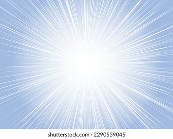 Sun rays emitting intense light_pale concentrated line background_blue
