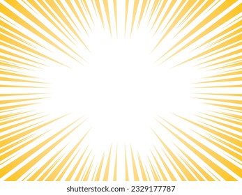Sun Rays or Explosion Boom for Comic Books Radial Background Vector. Speed rays. Action, speed lines, stripes for comic book frame. Dynamic, speed stripes abstract frame. Comic book yellow background.