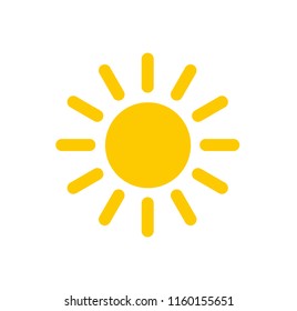 Sun With Rays, Flat Icon. Stylized Graphic Image Of The Sun In The Form Of A Circle And Strokes Radially Extending From It.