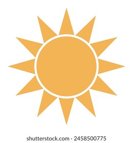 Sol con rayos ilustración plana. Festival del bote del dragón, arte tradicional del Clip de vacaciones, tarjeta, Anuncio, elemento del cartel. Diseño de estilo asiático, Vector aislado.