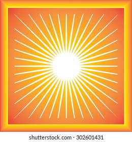 Sun with rays in frame  illustration