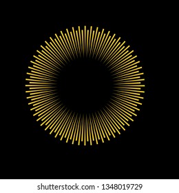 Sun rays geometric vector circle. Vector illustration isolated on black