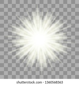 Sun Rays Glitter Sparkle On Transparent Vector Background. Vector eps10.