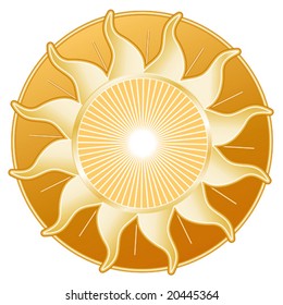 Sun Rays, gold orange circular background, isolated on white. EPS8 compatible.