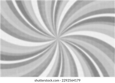 Sun rays halftone background. White and grey radial swirl abstract comic pattern. Vector explosion abstract lines backdrop.