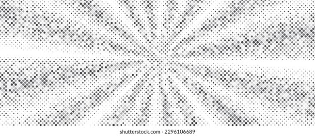 Sun rays halftone background. White and grey radial abstract comic pattern. Vector explosion abstract lines backdrop.