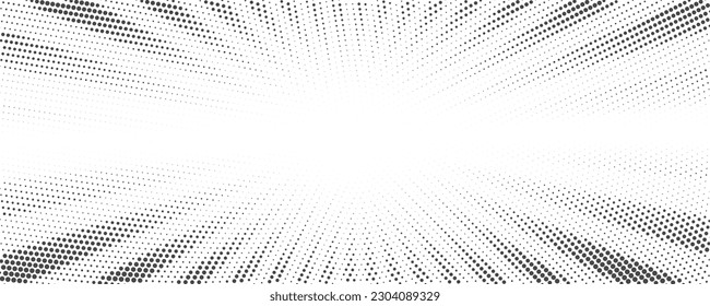 Sun rays halftone background. White and grey radial abstract comic pattern. Vector explosion abstract lines backdrop.