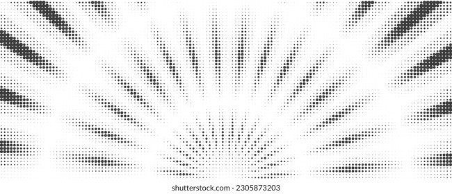 Sun rays halftone background. White and grey radial abstract comic pattern. Vector explosion abstract lines backdrop.