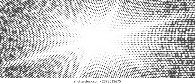 Sun rays halftone background. White and grey radial abstract comic pattern. Vector explosion abstract lines backdrop.