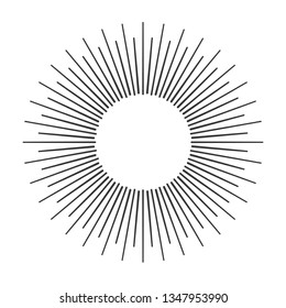 Sun rays hand drawn, linear drawing