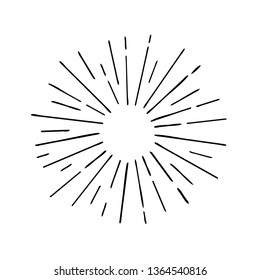 Sun rays hand drawn, linear drawing