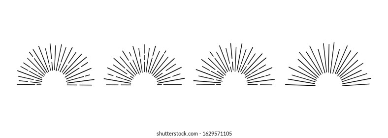 Sun rays hand drawn, linear drawing