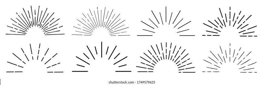 Sun rays hand drawn, linear drawing