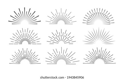 Sun rays hand drawn, linear drawing