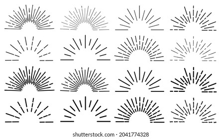 Sun rays hand drawn, linear drawing