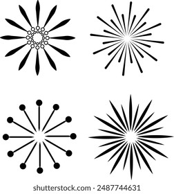 Sun rays hand drawn, linear drawing eps 10