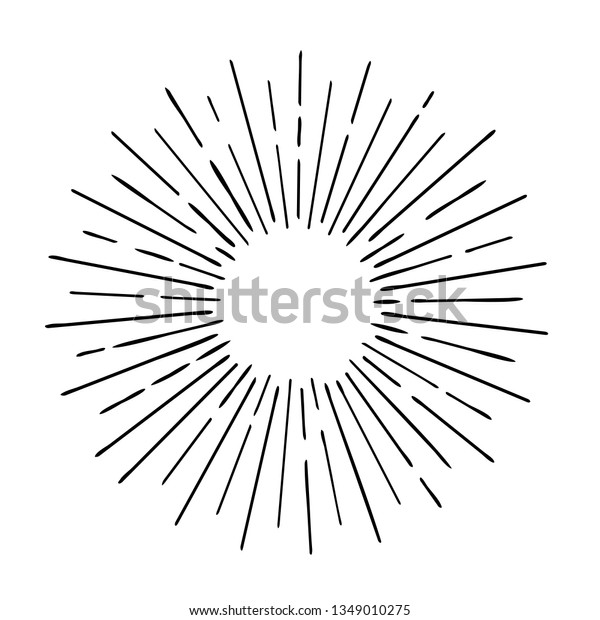 Sun Rays Hand Drawn Linear Drawing Stock Vector (Royalty Free) 1349010275