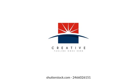 Sun Rays Horizon Logo design vector illustration.