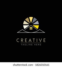 Sun Rays mit House für Inspirationen zum Design-Logo