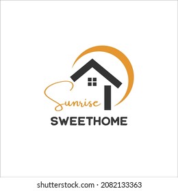 Sun Rays with House, for Real Estate logo design