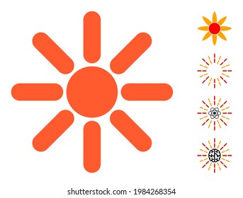Sun rays icon with flat style. Isolated vector sun rays icon image on a white background, simple style. Some similar icons appended.