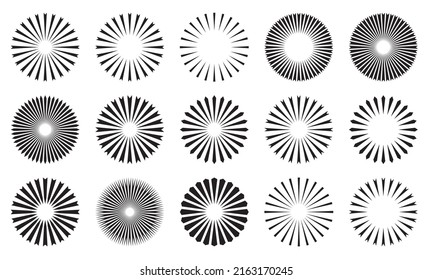 Sun rays icon set, shine and burst 